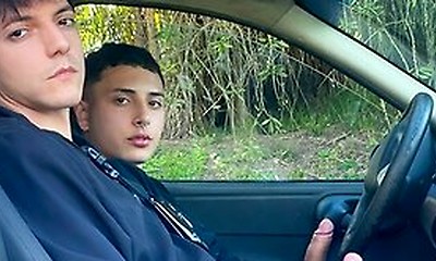 Ride Share Hookup: Horny Twink Picks Up Sexy Passenger And They End Up Fucking Raw With Uriel Simon And Dylan Segundo